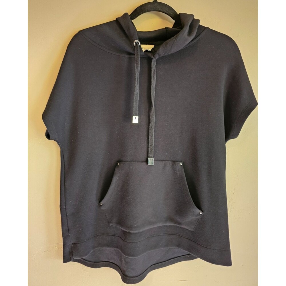 Women's Elie Tahari Sleeveless Hoodie Shirt Black xs, white label
